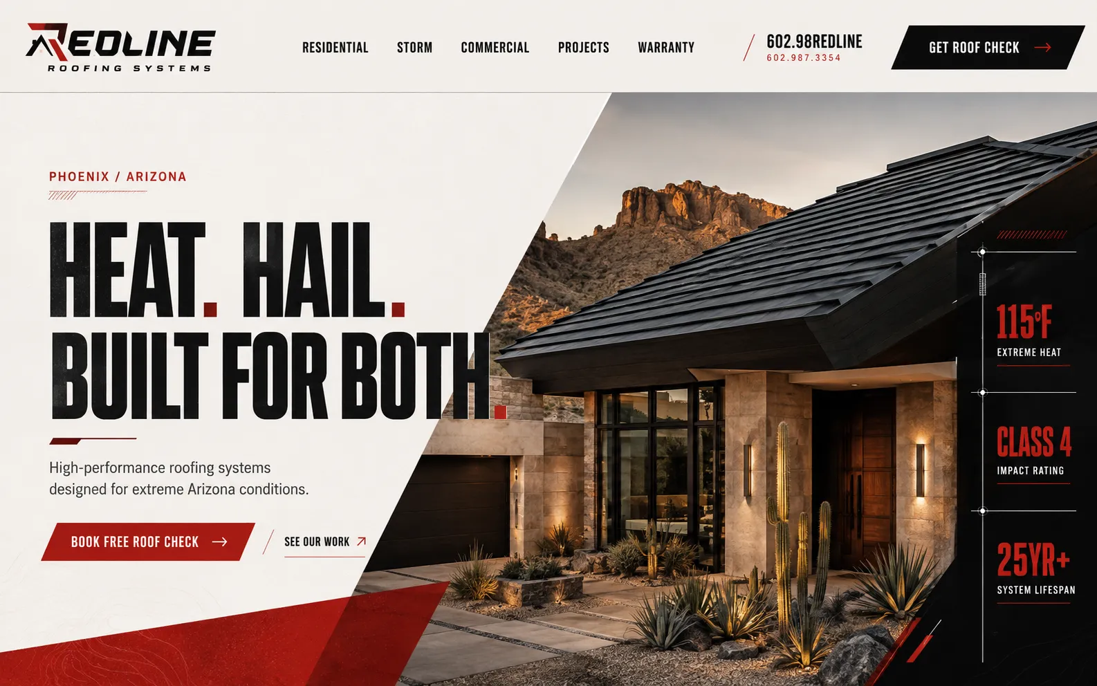 Redline Roofing Systems — a Revampilo concept redesign in the Bold Industrial direction